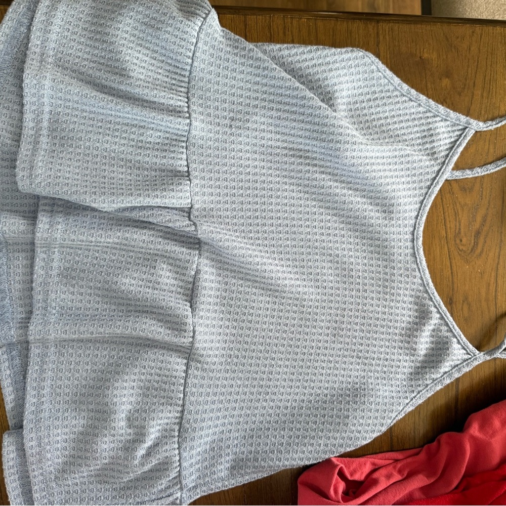 Light Blue Textured Sleeveless Top